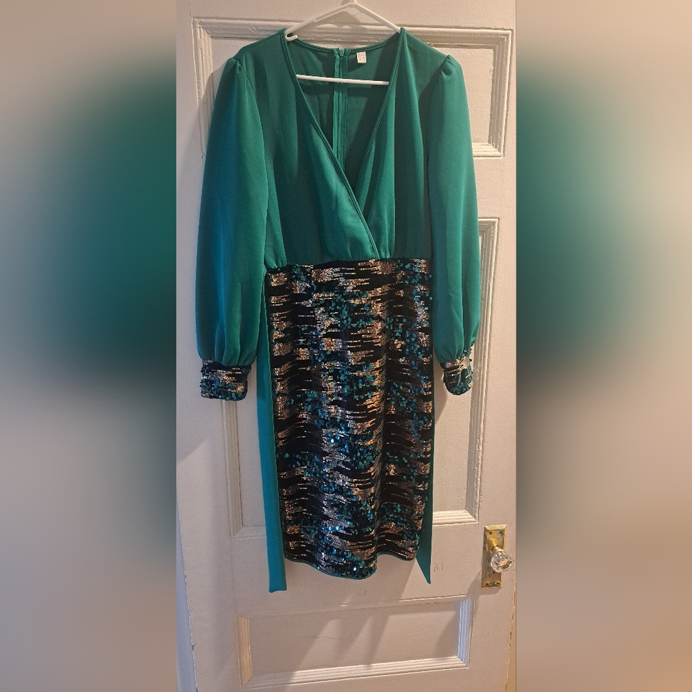 Teal and Black Dress